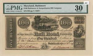 Susquehanna Railroad Co. - Baltimore, Maryland - Obsolete Banknote - Currency - SOLD